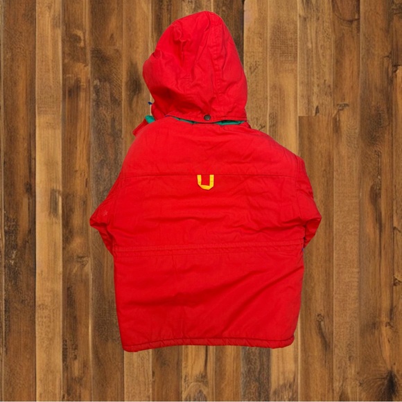 Vintage 90s OshKosh B'gosh Kids Colorblock Hooded Winter Jacket Red Ski Coat - Picture 2 of 8